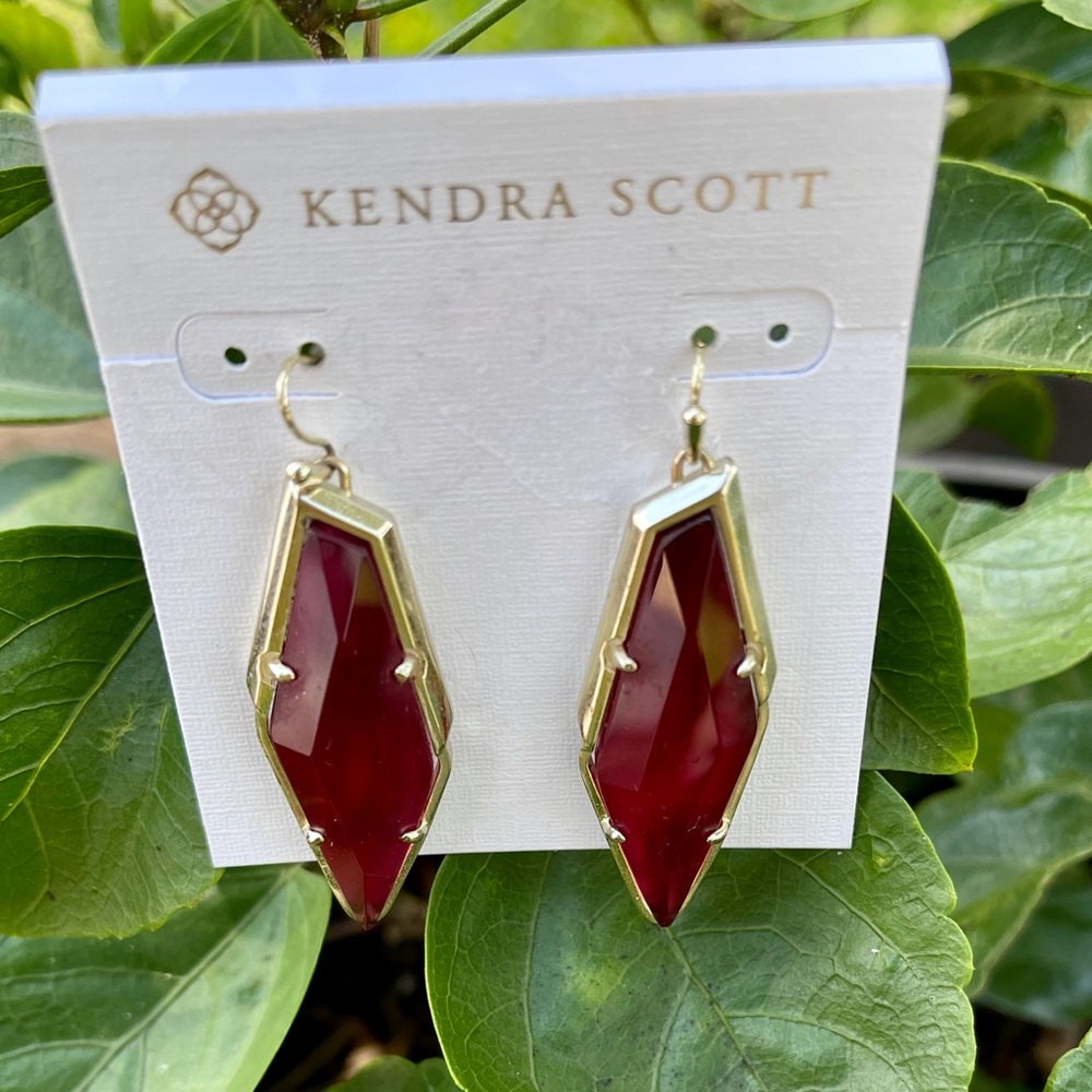 Kendra Scott Geometric Stone Ruby Red Earrings - image 4